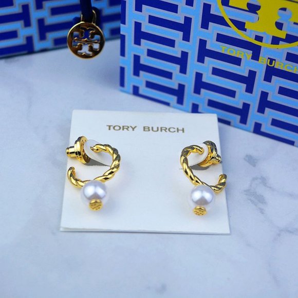 Tory Burch Jewelry Letter C Braided Pearl Earrings Poshmark